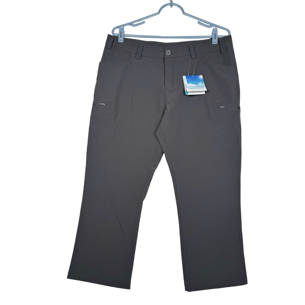 Willit Hiking Lightweight Gray Nylon Cropped Pants UPF 50 Protection Women's 12